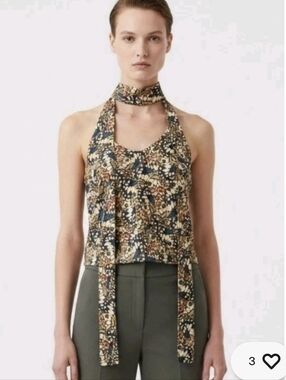 Nwt WILDFANG EMPOWER SATIN CAMI Floral Tie Tank Top butterfly Boho Multicolor